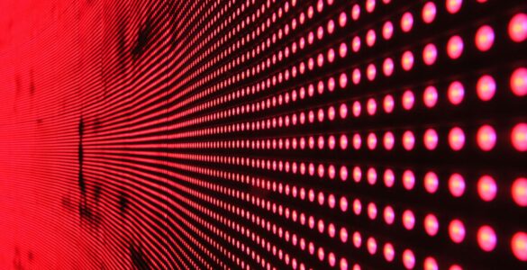 red dot lights on black surface